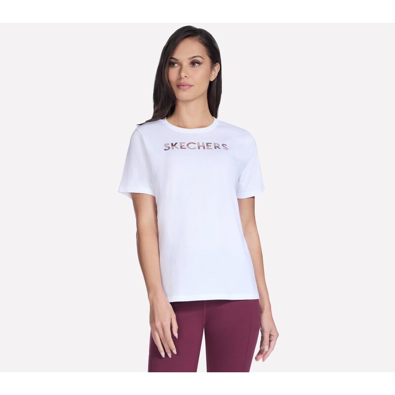 Skechers Ženy Dazzle Short Sleeve tričko v Bílý, Velikost Malý