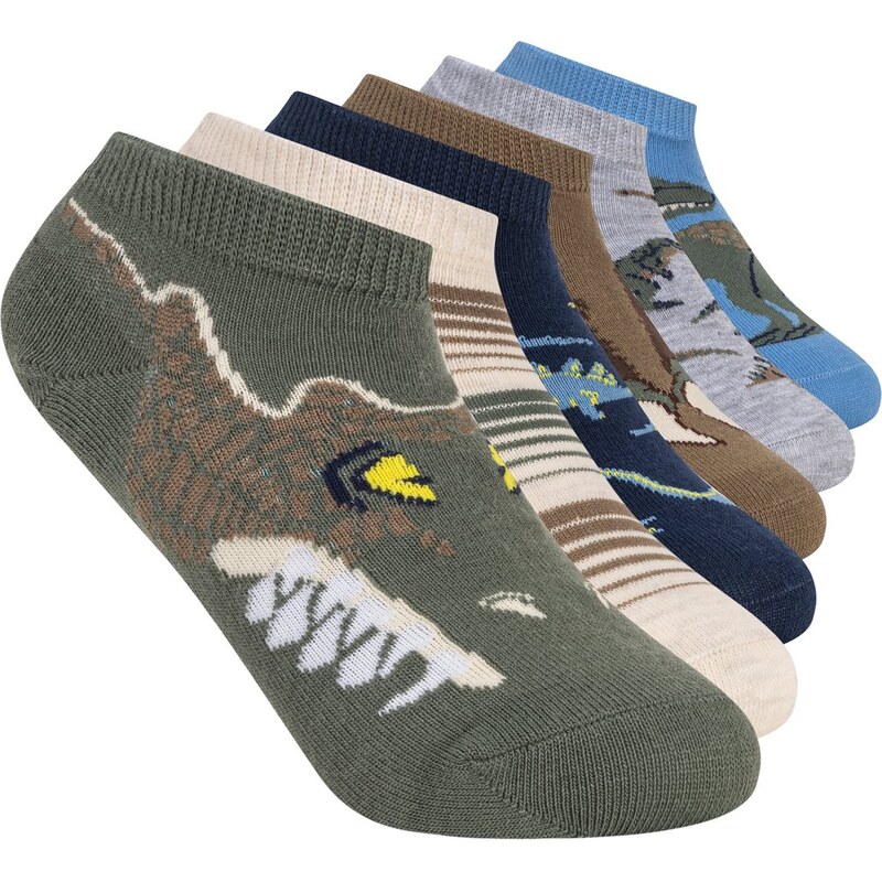 Skechers Chlapci 6 Pack Boys Dino ponožky v Olivová, Velikost
