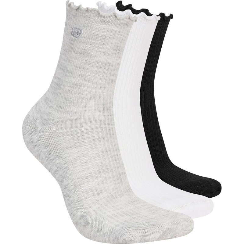 Skechers Ženy 3 Pack Womens Ankle Lettuce ponožky v Světle Šedá,