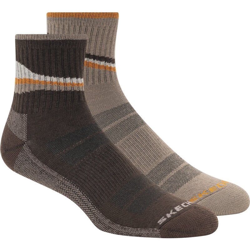 Skechers Muži 2 Pack Mens Quarter Trail ponožky v Hnedý,