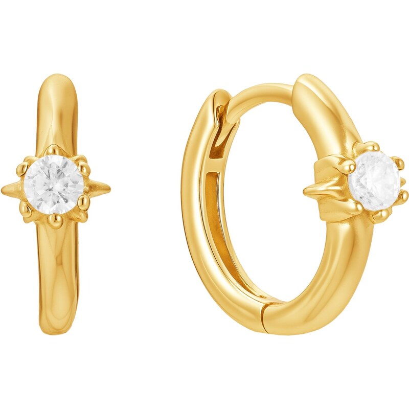 Atreya Stříbrné pozlacené kruhové náušnice Solitaire Mini Hoops - 110797684