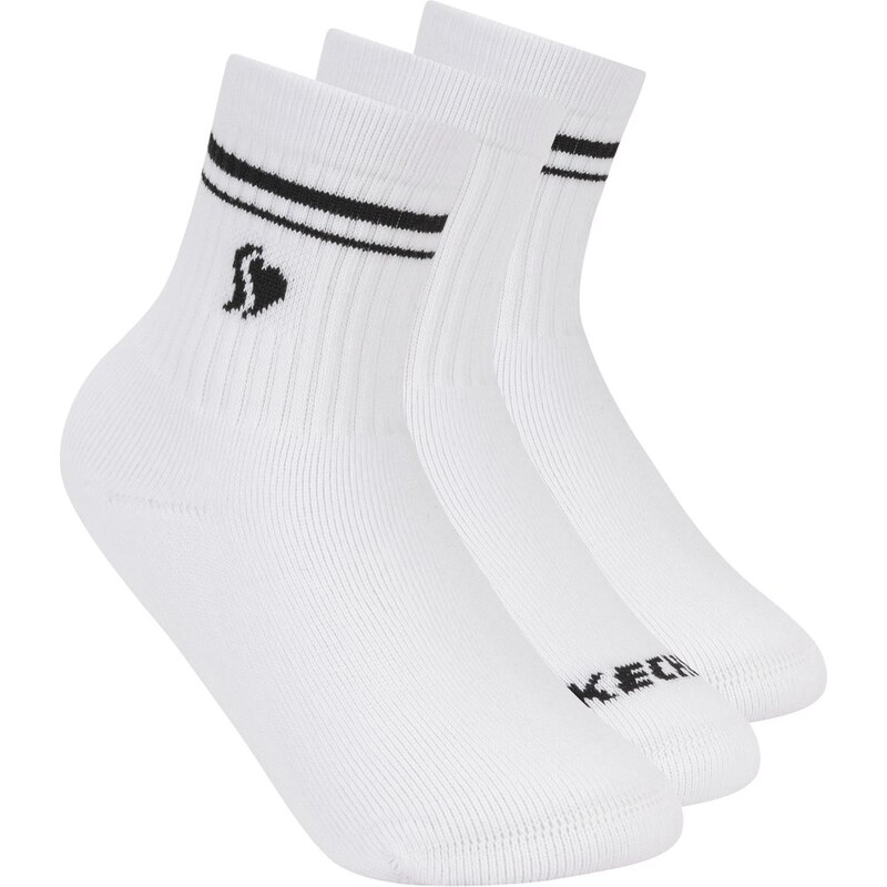 Skechers Dívky 3 Pack Girls Low Crew Ribbed ponožky v Bílý,