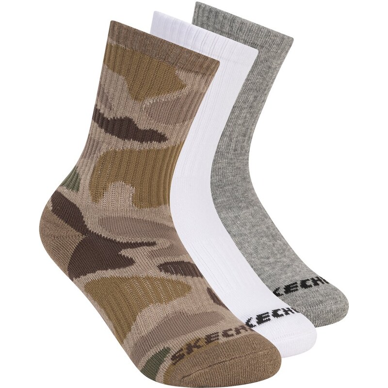 Skechers Chlapci 3 Pack Boys Crew Camo ponožky v Terénní,