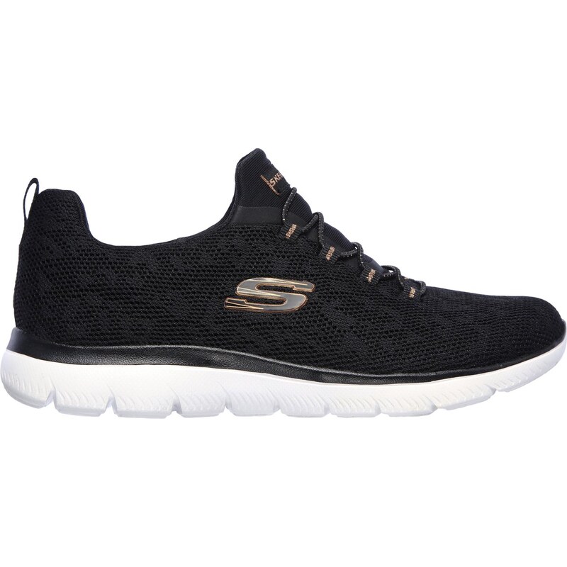 Skechers Ženy Summits - Leopard Spot Shoes v Černá/Růžové Zlato,