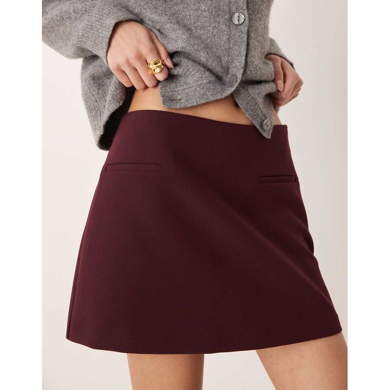 ASOS DESIGN mini skirt with pockets in plum-Red