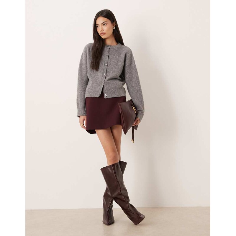 ASOS DESIGN mini skirt with pockets in plum-Red