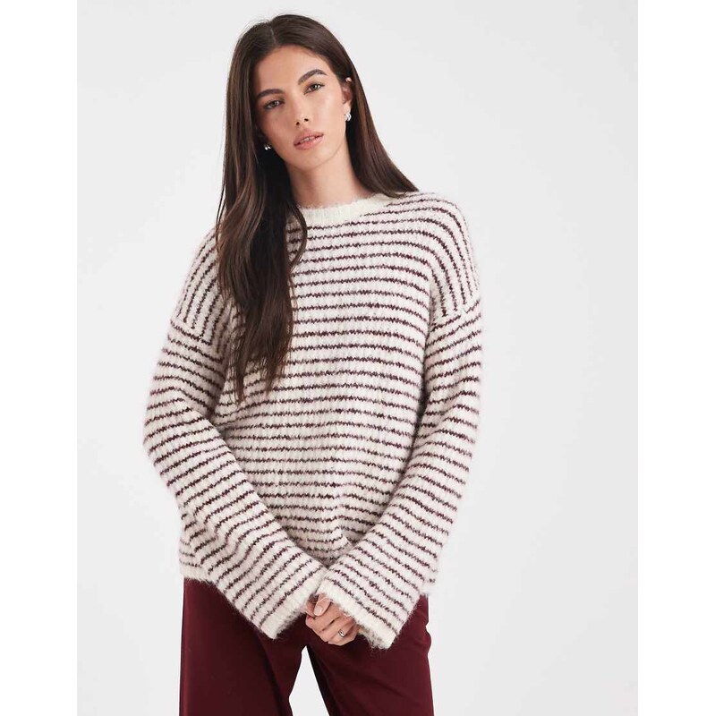 4th & Reckless exclusive wool feel textured wide sleeve crew neck 115517223