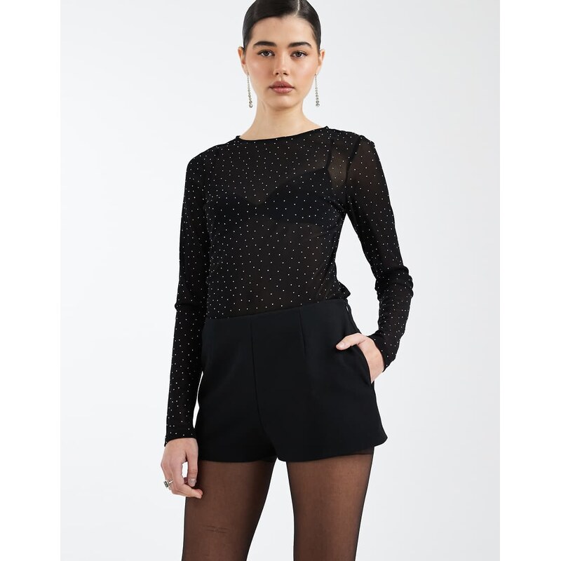 ASOS DESIGN clean waistband tailored micro short in black