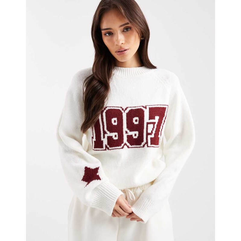 Cotton On lounge knitted jumper with 1997 graphic in white