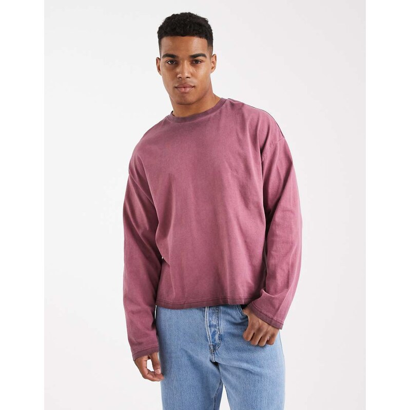 Cotton On relaxed fit y2k long sleeve top in velvet plum-Purple
