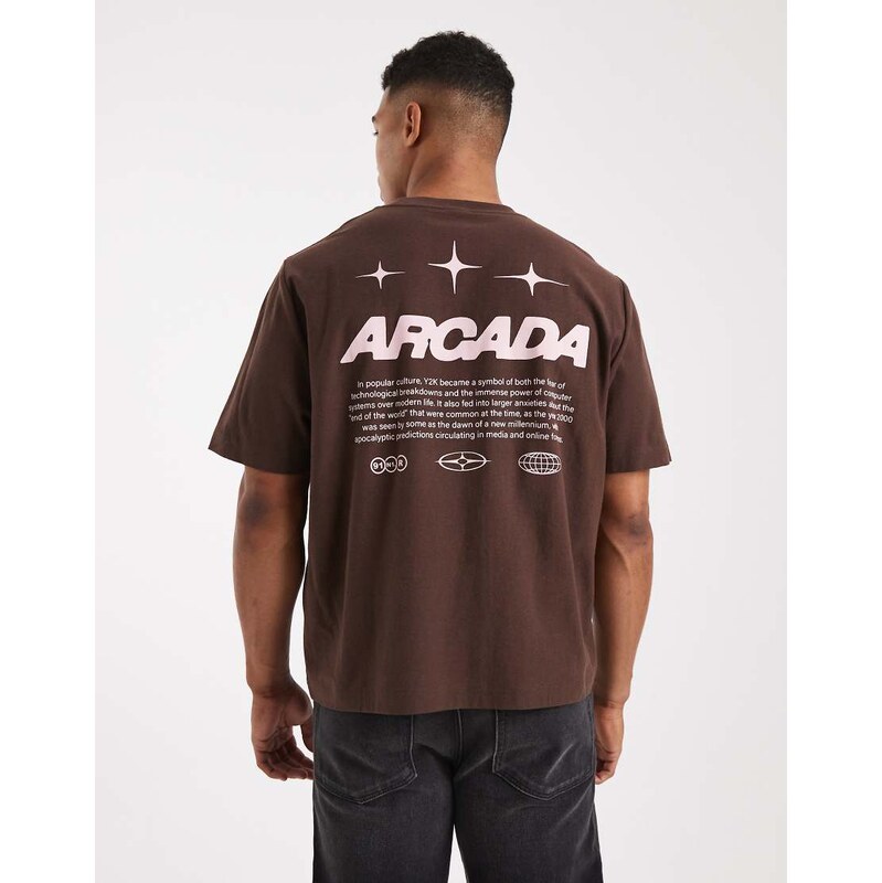 Cotton on cropped fit graphic t-shirt in chocolate brown