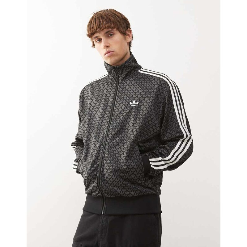 adidas Originals Firebird loose monogram track top in black