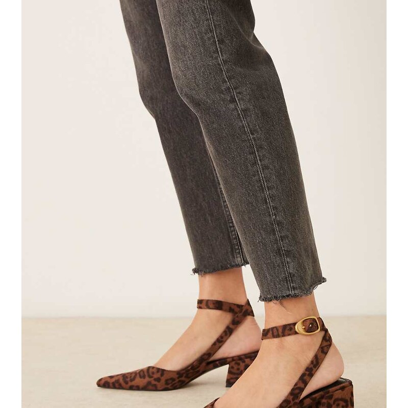 ASOS DESIGN Wide Fit Sienna mid block heel shoes in leopard suedette 115516772