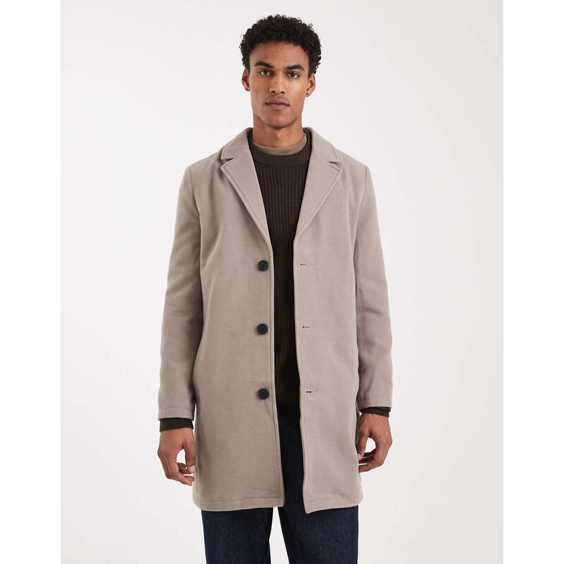 Brave Soul button down smart jacket in beige-Neutral 110805188