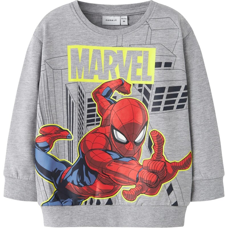 NAME IT Mikina NMMDION SPIDER tmavě modrá / žlutá / šedý melír /