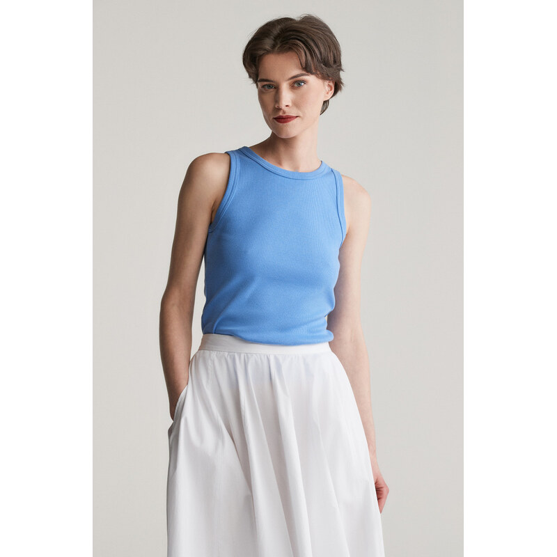 TOP GANT HIGH NECK RIB TANK TOP PERFECT BLUE