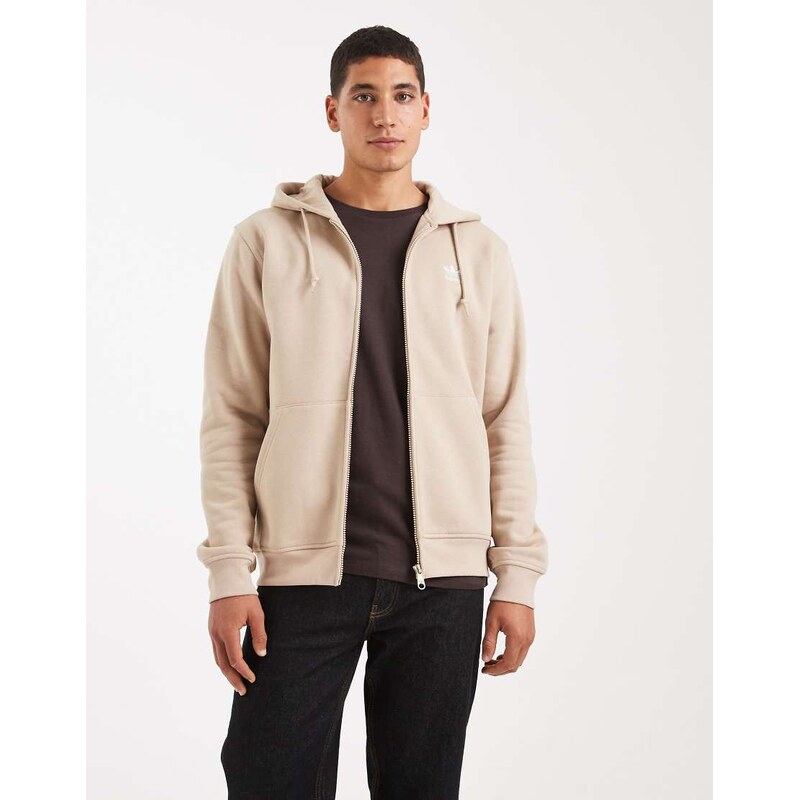 adidas Originals Trefoil essentials full-zip hoodie in beige
