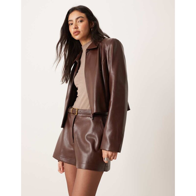 ASOS DESIGN tailored faux leather high waisted shorts co-ord in