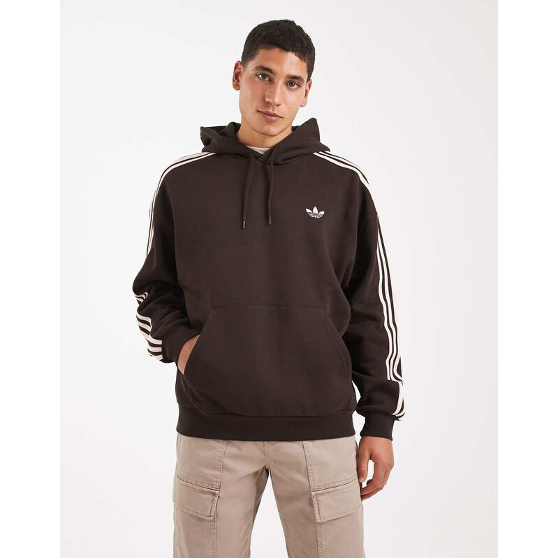 adidas Originals Adicolor classics 3-stripes hoodie in brown 115499296