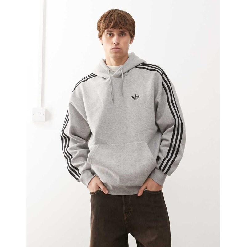 adidas Originals Adicolor classics 3-stripes hoodie in light grey 115499271