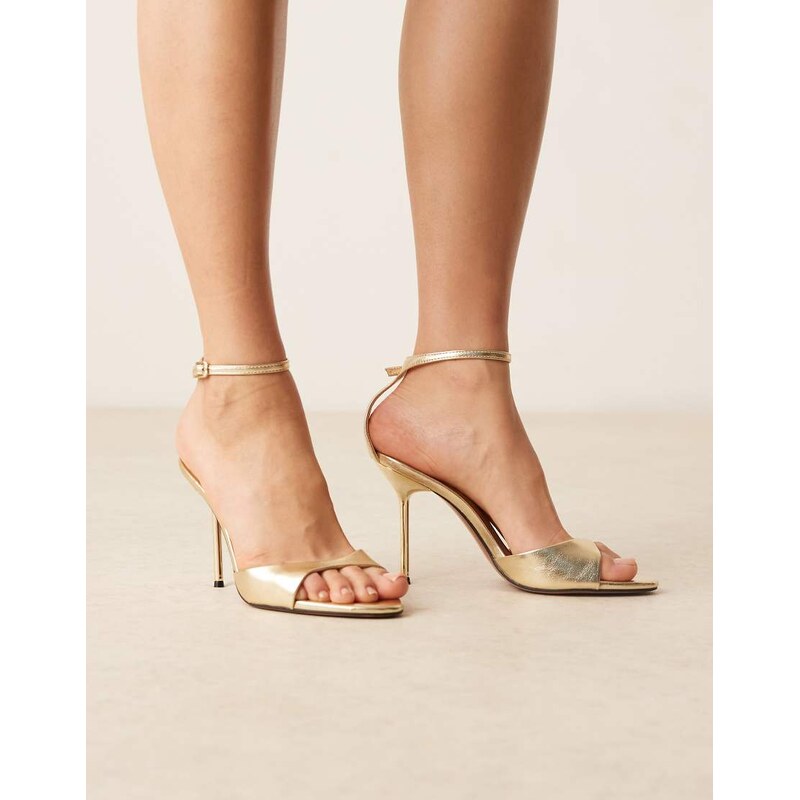 ASOS DESIGN Nano barely there high heel sandals in gold 110805213