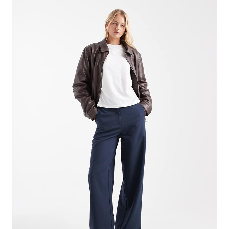 ASOS DESIGN Tall tailored relaxed straight leg trousers in navy