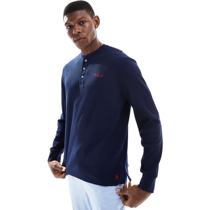 Polo Ralph Lauren waffle lounge long sleeve t-shirt in navy