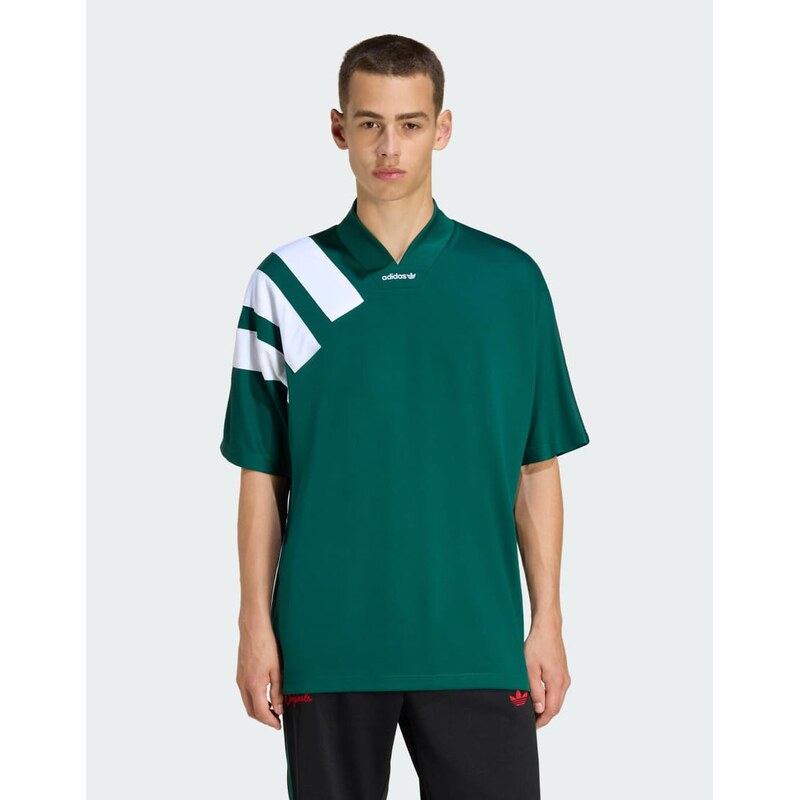 adidas Originals Adicolor blocked jersey in green and white 115499458