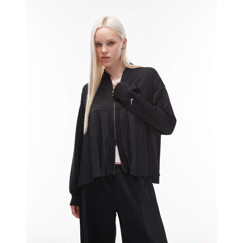 Nike pleated Harrington jacket in black 110827503