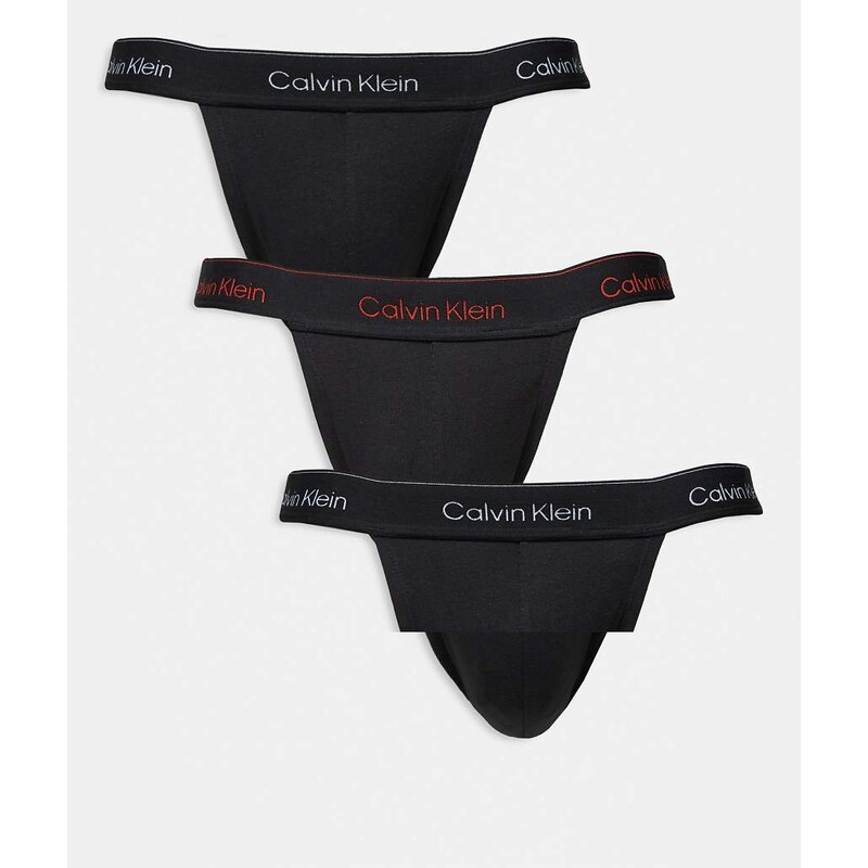 Calvin Klein Icon Cotton Stretch 3 pack jock straps in black