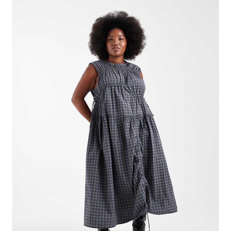 COLLUSION Plus multi channel maxi dress in grey check 111053366