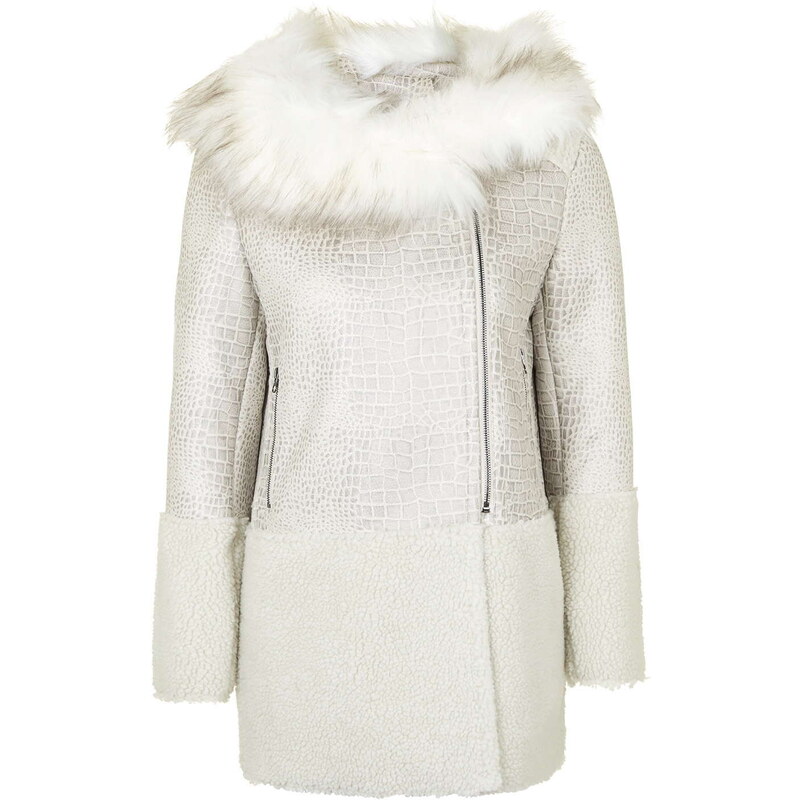 Topshop **Contrast Shearling Coat by Glamorous