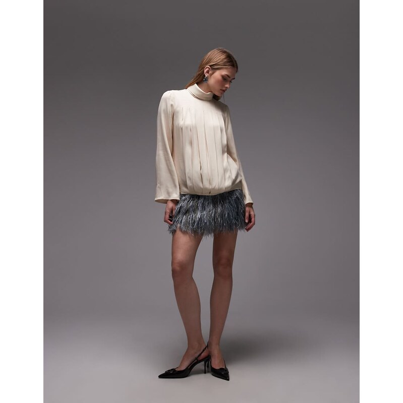 ASOS DESIGN 3D fringe pelmet mini skirt in grey 110817655