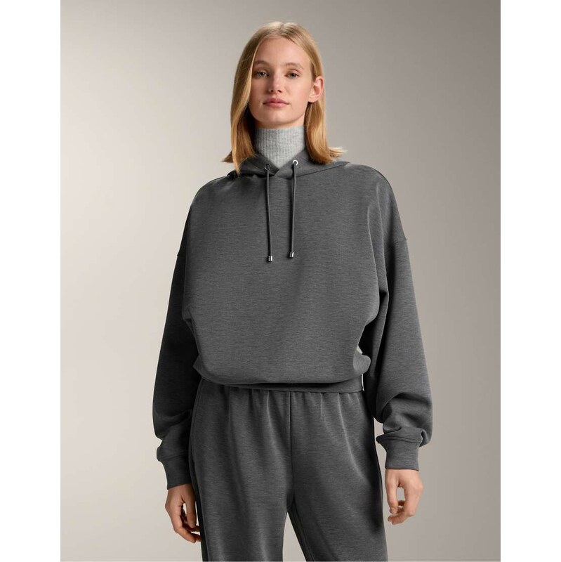 OYSHO Boxy hooded sweatshirt with brushed modal marl in grey 110817688