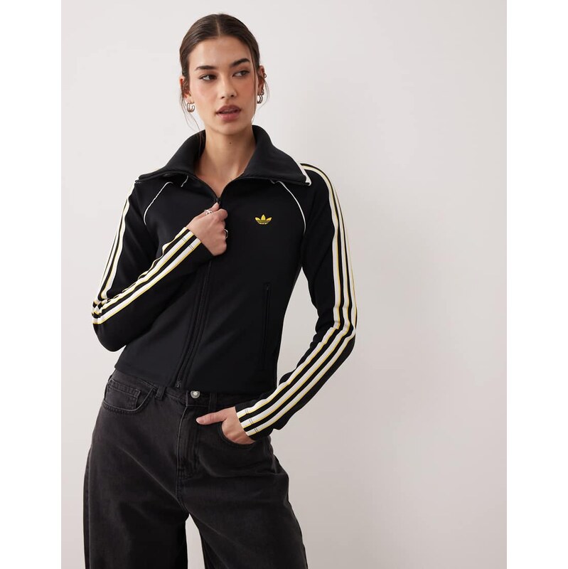 adidas Originals Slim fitted firebird track top in black
