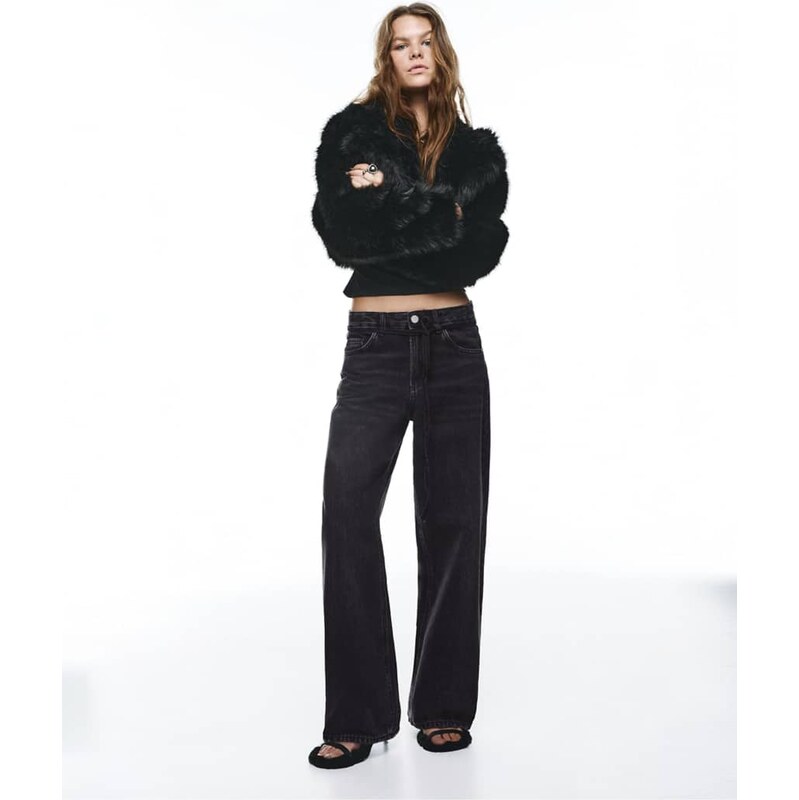 Pull&Bear Baggy jeans with drawstring in black 111179974