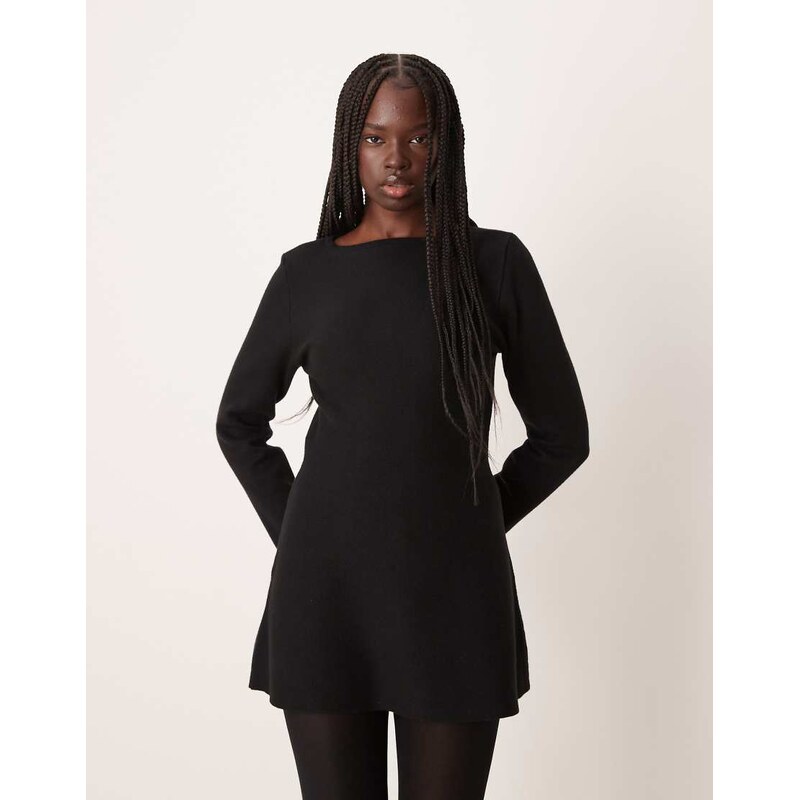 Vila a line knitted mini dress in black 110817628
