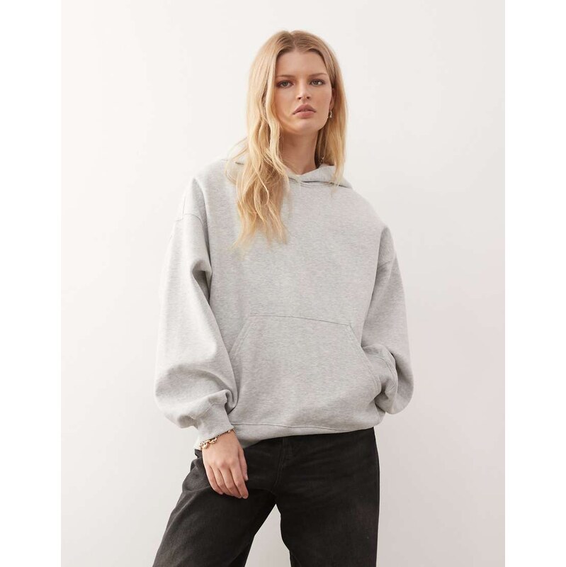 Weekday oversized heavyweight jersey hoodie in grey melange