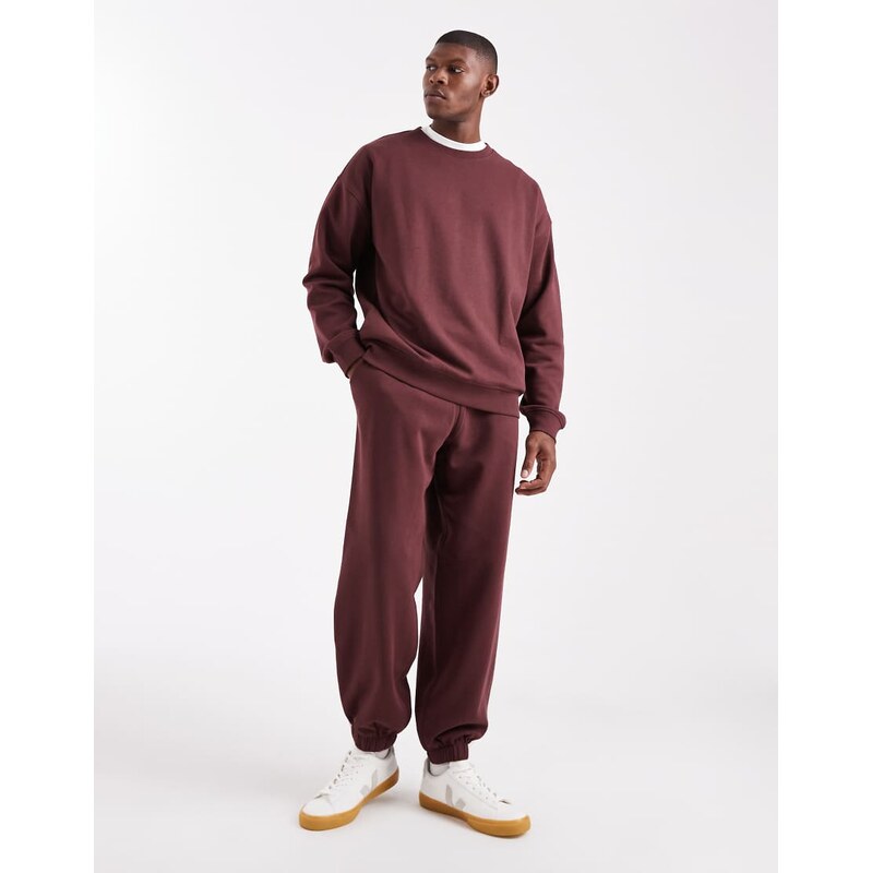 New Look oversized joggers co-ord in dark brown