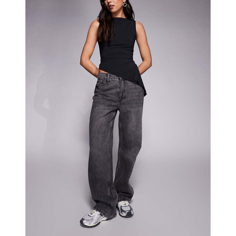 River Island relaxed straight leg jean in black