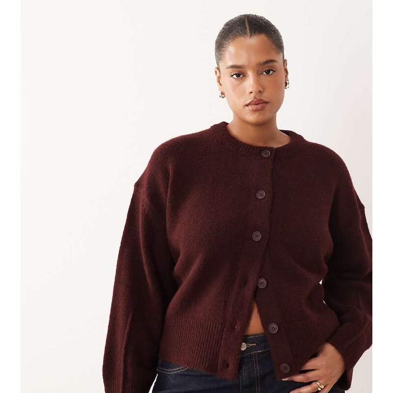 ASOS Curve ASOS DESIGN Curve boxy crew neck cardigan with side split 115519297