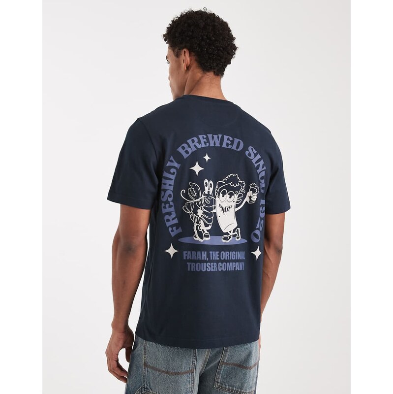 Farah roderick back graphic detail t-shirt in navy