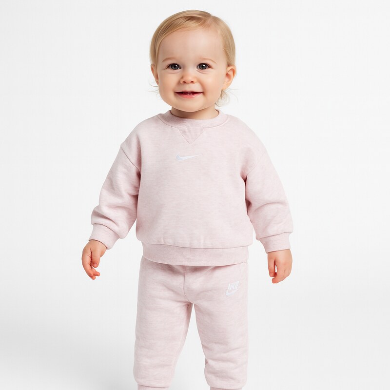 Nike kids essential fleece crew set PINK