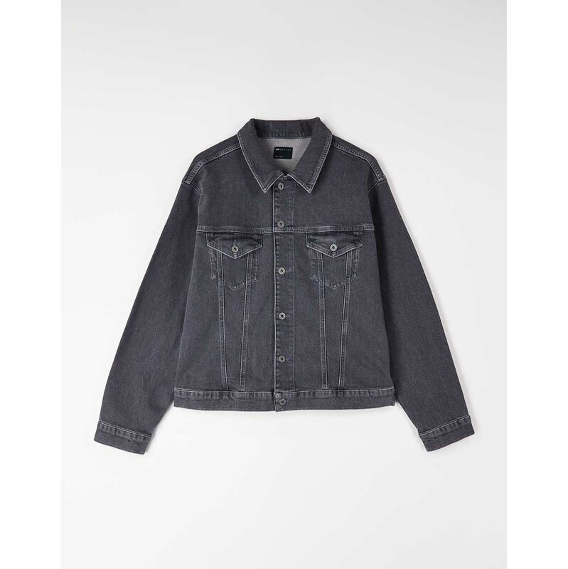ASOS DESIGN denim trucker jacket in dark grey