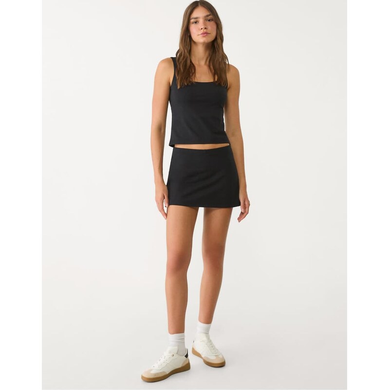Stradivarius Mini skort in black 112881367