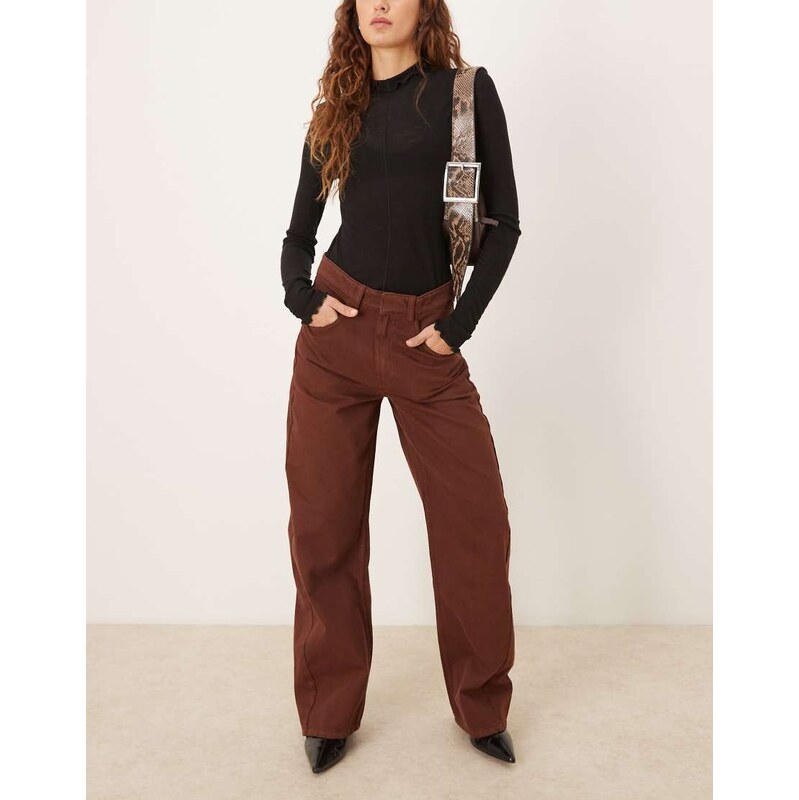 Mango Carol 100% cotton baggy jean in brown 110827285