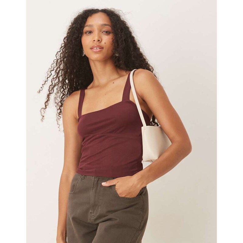 Cotton On Brooke mesh cami in burgundy - AUBURN