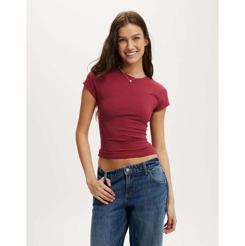 Cotton On All day crew tee in burgundy-Auburn 115711570