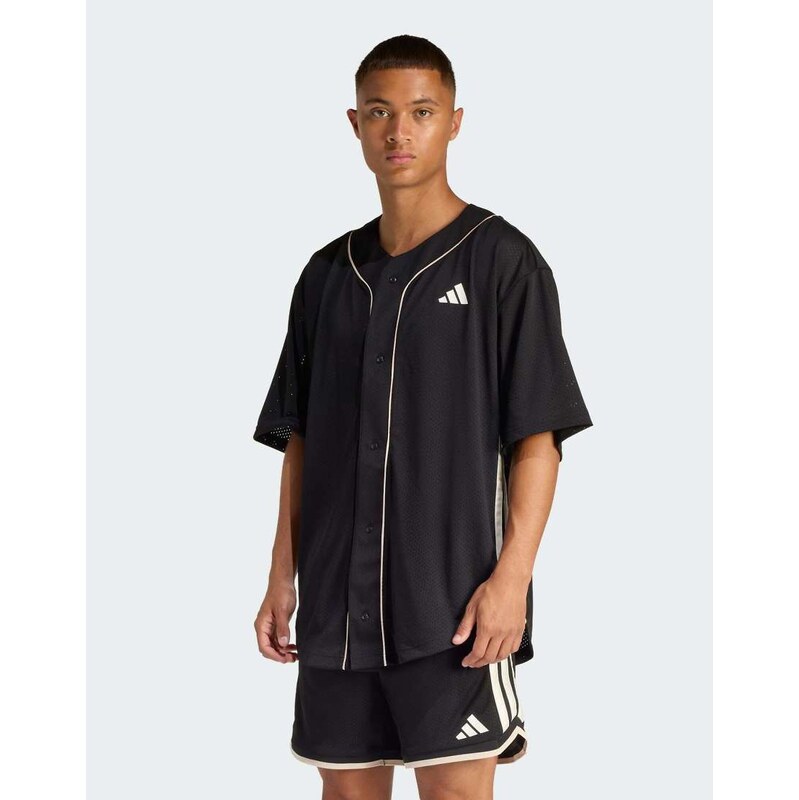 adidas performance Stadium mesh baseball shirt in black