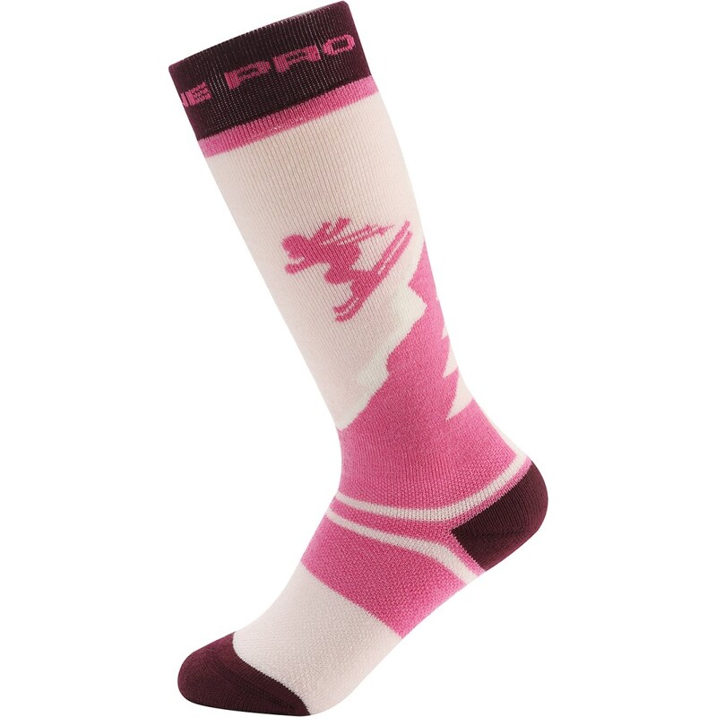 Dětské lyžařské podkolenky z merino wool ALPINE PRO SKYRO růžová 110840158